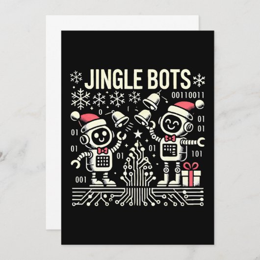 Jingle Bots Festive Holiday Roboter mit Weihnachts Einladung (Vorne/Hinten)