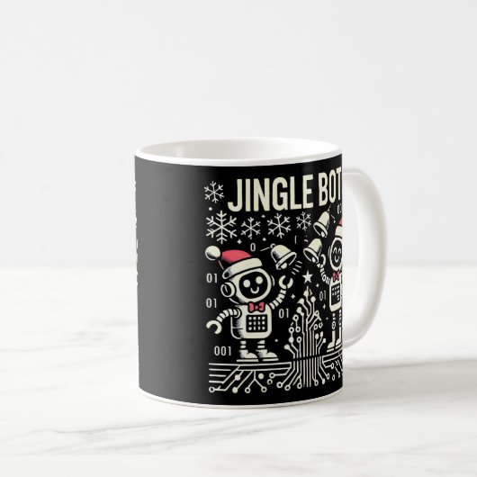 Jingle Bots Festive Holiday Roboter mit Weihnachts Kaffeetasse (VorderseiteRechts)