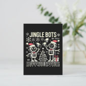 Jingle Bots Festive Holiday Roboter mit Weihnachts Postkarte (Stehend Vorderseite)