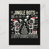 Jingle Bots Festive Holiday Roboter mit Weihnachts Postkarte (Vorderseite)