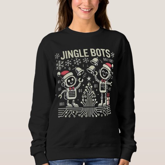 Jingle Bots Festive Holiday Roboter mit Weihnachts Sweatshirt (Vorderseite)