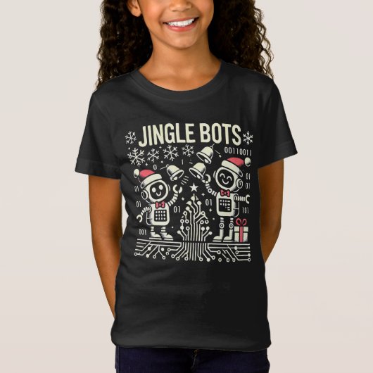 Jingle Bots Festive Holiday Roboter mit Weihnachts T-Shirt (Vorderseite)