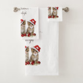 Jingle Cats Meowy Christmas Personalisiert Badhandtuch Set (Insitu)