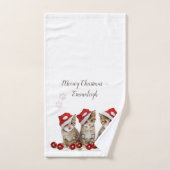 Jingle Cats Meowy Christmas Personalisiert Badhandtuch Set (Handtuch)