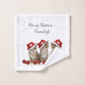 Jingle Cats Meowy Christmas Personalisiert Badhandtuch Set (Waschlappen)
