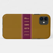 JINGLE Classy Golden Brown Burgundy Red Stripes Case-Mate iPhone Hülle (Rückseite (Horizontal))