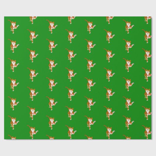 Jingle Claws Cat Holiday Wrapping Paper Geschenkpapier (Flach)