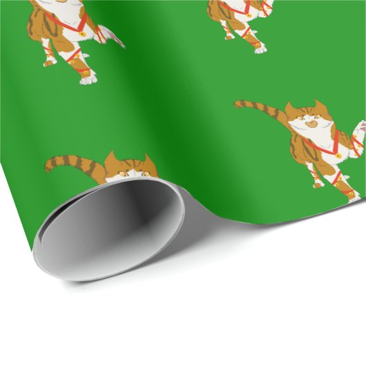 Jingle Claws Cat Holiday Wrapping Paper Geschenkpapier (Rolleneckpunkt)