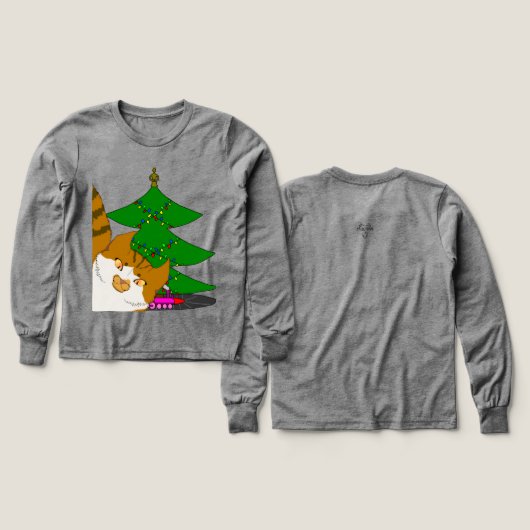 Jingle Claws & Christmas Tree Kids Long Sleeve T (Design Vorder- & Rückseite)