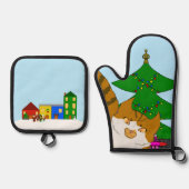 Jingle Claws Fun Holiday Kitchen Set Potholders (Vorderseite)