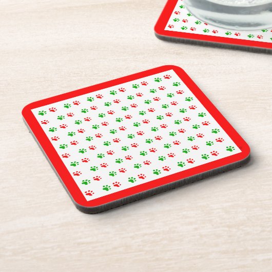 Jingle Claws Holiday Pawprint Coaster Set of 6 Getränkeuntersetzer (Linke Seite)