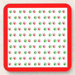 Jingle Claws Holiday Pawprint Untersetzer-Set aus Getränkeuntersetzer