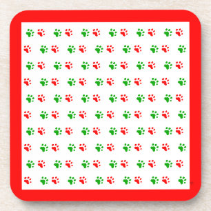 Jingle Claws Holiday Pawprint Untersetzer-Set aus Getränkeuntersetzer