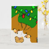 Jingle Claws Weihnachtskarte Lustiges Katzendesign Karte (Gelbe Blume)