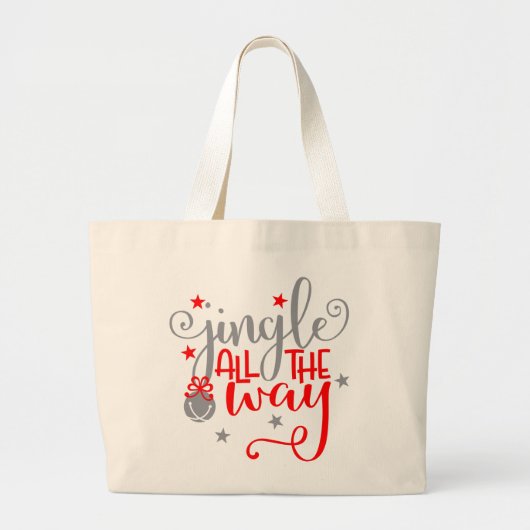 Jingle Den ganzen Weg Weihnachtsglocken Jumbo Stoffbeutel (Vorne)
