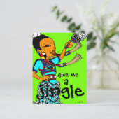 Jingle Dress Dancer "Give Me A Jingle" Postkarte (Stehend Vorderseite)