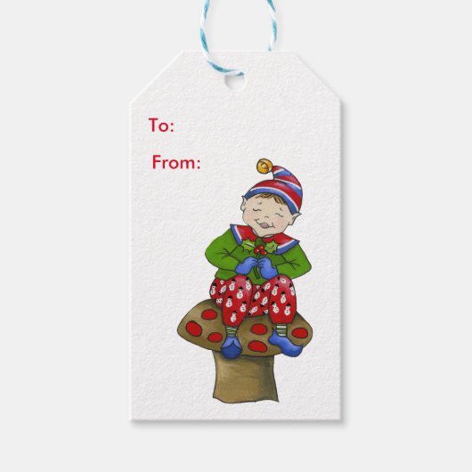Jingle elves (Petey) Geschenkanhänger (Vorderseite)