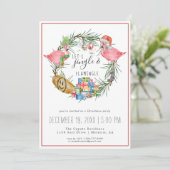 Jingle & Flamingle Christmas Party Einladung (Stehend Vorderseite)