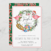 Jingle & Flamingle Christmas Party Einladung (Vorne/Hinten)