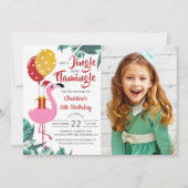 Jingle Flamingo Tropical Christmas Birthday Foto Einladung (Vorderseite)