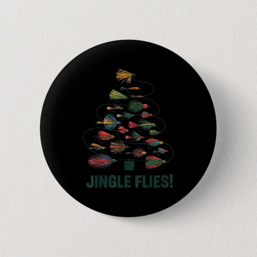Jingle Flies Funny Fly Fishing Lure Christmas Paja Button (Vorderseite)