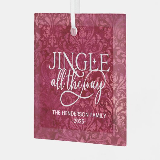 Jingle ganz The way Family Name Christmas Ornament Aus Glas (Vorderseite links)