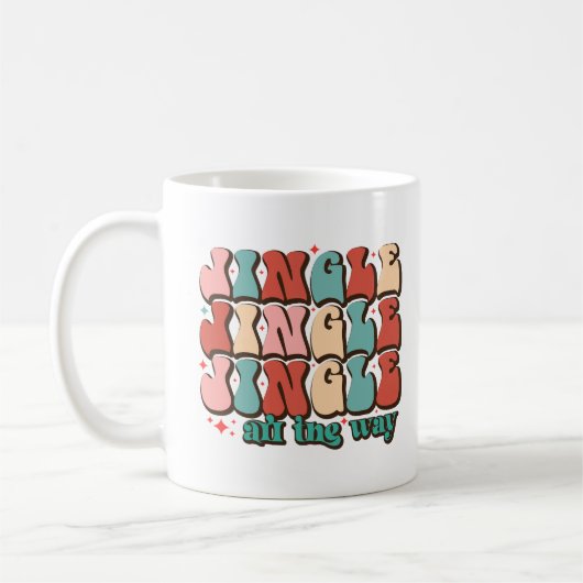 Jingle ganz weg Retro Groovy Weihnachtsfeiertage Kaffeetasse (Links)