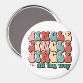 Jingle ganz weg Retro Groovy Weihnachtsfeiertage Magnet (Vorderseite/Rückseite)