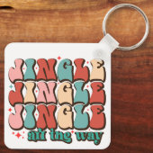 Jingle ganz weg Retro Groovy Weihnachtsfeiertage Schlüsselanhänger (Rückseite)