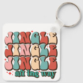 Jingle ganz weg Retro Groovy Weihnachtsfeiertage Schlüsselanhänger (Rückseite)