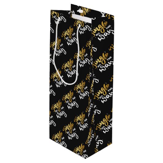 Jingle Geschenktüte Für Weinflaschen (Vorderseite Schrägansicht)