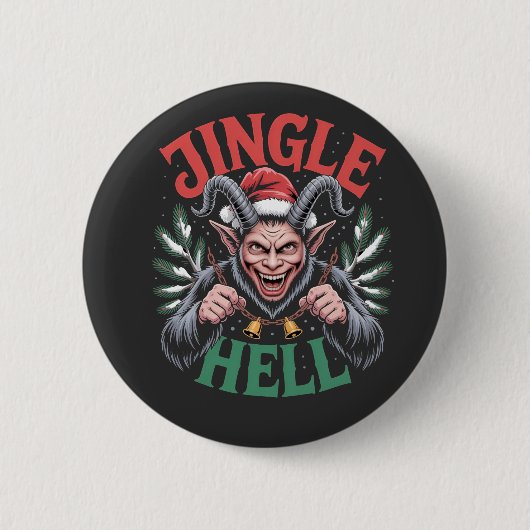 Jingle Hell Christmas Krampus Evil Xmas Button (Vorderseite)