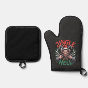 Jingle Hell Christmas Krampus Evil Xmas Ofenhandschuh & Topflappen-Set