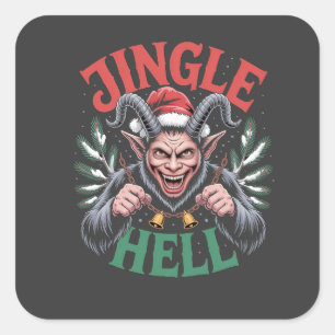 Jingle Hell Christmas Krampus Evil Xmas Quadratischer Aufkleber