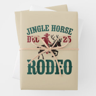 Jingle Horse 25. Dez Rodeo Cowboy Weihnachten Cowg Geschenkpapier Set