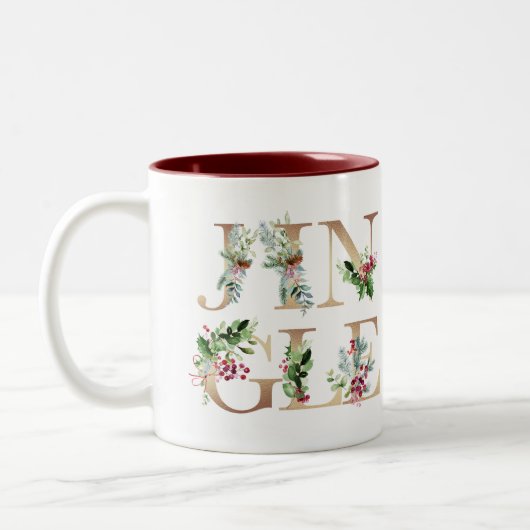 Jingle Imitate Goldflormen Weihnachten Winterurlau Zweifarbige Tasse (Links)
