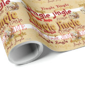 Jingle Jingle Graphics (gold und rot) Geschenkpapier (Rolleneckpunkt)