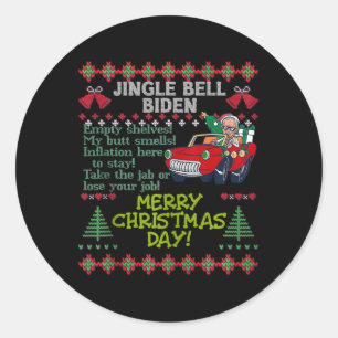 Jingle Joe Biden Xmas Carol Trump Ugly Christmas S Runder Aufkleber