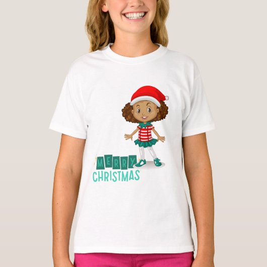 Jingle Joy: Girls' Christmas T - Shirt Ensemble (Vorderseite)