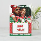 Jingle Juice Funny Weihnachtsgeschenk Kartenhalter Einladung (Stehend Vorderseite)