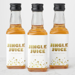 Jingle Juice   Spaß Weihnachten White & Gold Mini Alkoholflaschenetikett