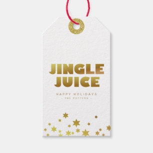 Jingle Juice   Spaß Weihnachten White & Gold Mini Geschenkanhänger