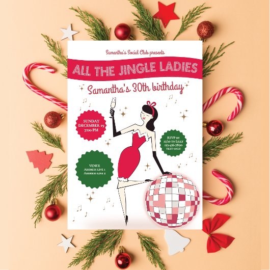 Jingle Ladys Night Out Diskothek Ball Retro Holida Einladung