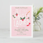 Jingle Ladys Night Out Modern Pink Pastor Holiday Einladung (Stehend Vorderseite)