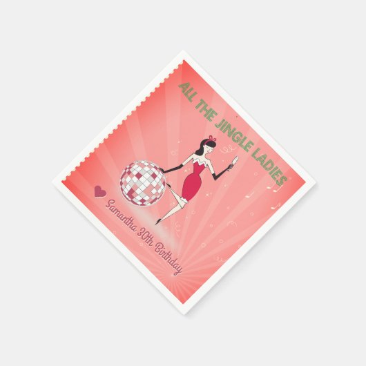 Jingle Ladys Night Out Retro Diskothek Ball Holida Serviette (Ecke)