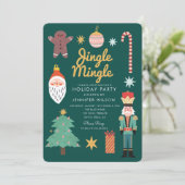 Jingle Merry Whimsical Holiday Party Einladung (Stehend Vorderseite)