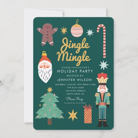 Jingle Merry Whimsical Holiday Party Einladung (Vorderseite)