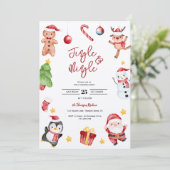 Jingle & Mingle Aquarell Weihnachtsgebäck Party Einladung (Stehend Vorderseite)