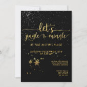 Jingle Mingle Black Gold Calligraphy Holiday Party Einladung (Vorderseite)
