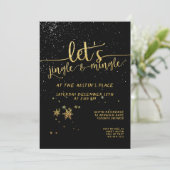 Jingle Mingle Black Gold Calligraphy Holiday Party Einladung (Stehend Vorderseite)